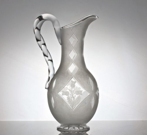 VICTORIAN RICHARDSONS OF STOURBRIDGE CUT AND ENGRAVED SET OF WATER JUG AND TWO GOBLETS - ADDITIONAL PHOTO 5