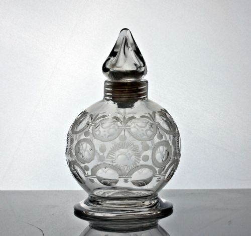 georgian continental probably bohemian small engraved globular decanter - CATEGORY: ANTIQUE GLASS - DATED 18TH CENTURY