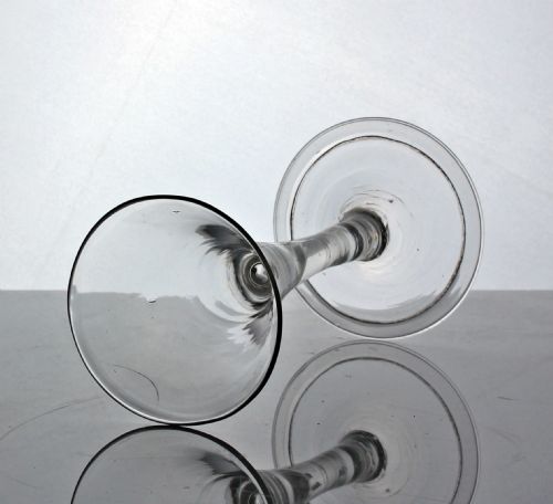 GEORGIAN PLAIN STEM WINE GLASS TRUMPET BOWL FOLDED FOOT AIR TEAR - ADDITIONAL PHOTO 1