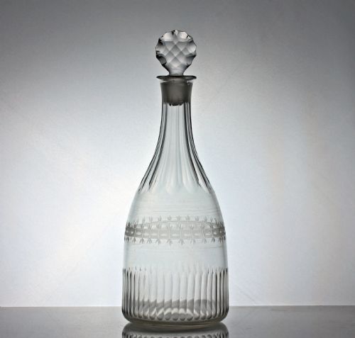 georgian engraved taper decanter and stopper - CATEGORY: ANTIQUE GLASS - DATED 18TH CENTURY