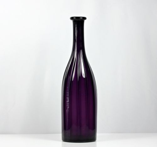 george iv mouthblown ribmoulded glass spirit bottle amethyst - CATEGORY: ANTIQUE GLASS - DATED 19TH CENTURY