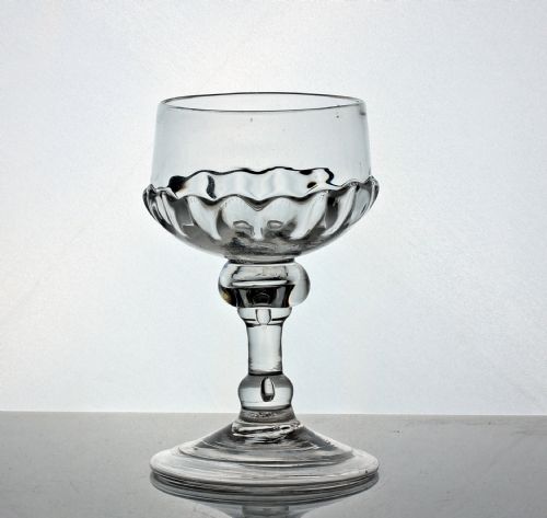 georgian gadrooned baluster mead or champagne glass - CATEGORY: ANTIQUE GLASS - DATED 18TH CENTURY