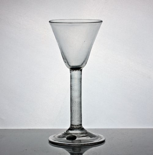 scarce georgian incised twist stem wine glass - CATEGORY: ANTIQUE GLASS - DATED 18TH CENTURY