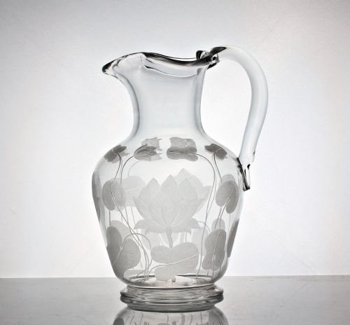 RICHARDSONS OF STOURBRIDGE WATER LILY PATTERN JUG AND GOBLETS - ADDITIONAL PHOTO 1