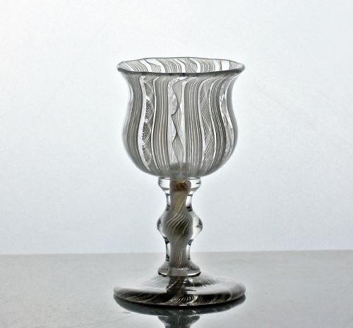 19th century venetian latticino striped dram glass - CATEGORY: ANTIQUE GLASS - DATED 19TH CENTURY