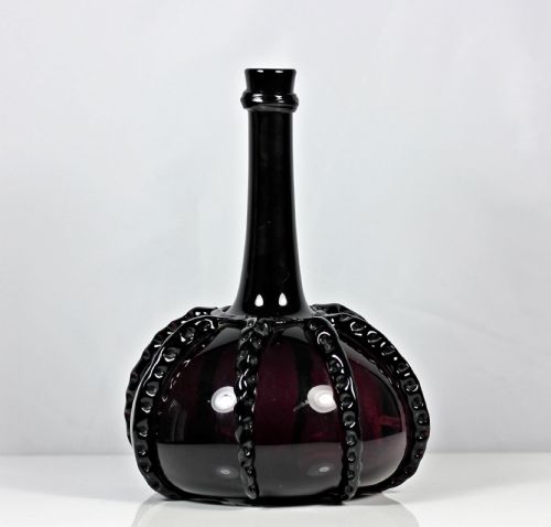 georgian amethyst dutch decanter with rigaree decoration - CATEGORY: ANTIQUE GLASS - DATED 18TH CENTURY