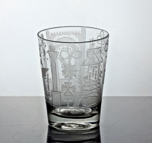 GEORGIAN ENGLISH MASONIC ENGRAVED TUMBLER - ADDITIONAL PHOTO 3