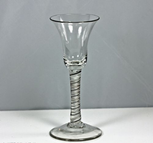georgian single series colour twist wine glass bell bowl - CATEGORY: ANTIQUE GLASS - DATED 18TH CENTURY