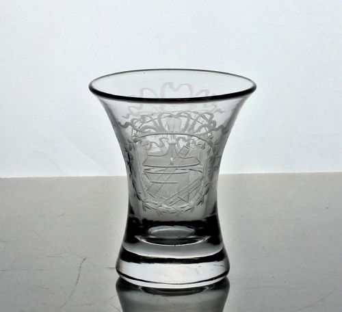 GEORGIAN ENGLISH MASONICENGRAVED FIRING GLASS - ADDITIONAL PHOTO 1