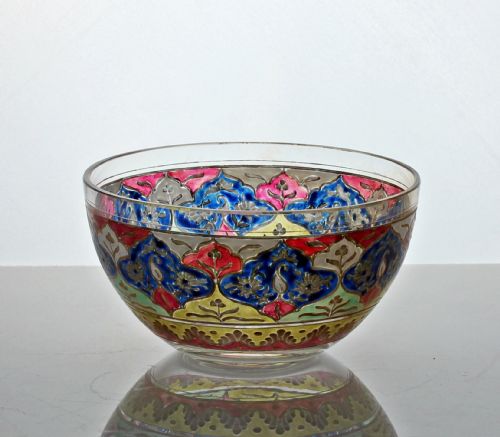 fritz heckert jodhpur range enamelled small glass bowl - CATEGORY: ANTIQUE GLASS - DATED 1910