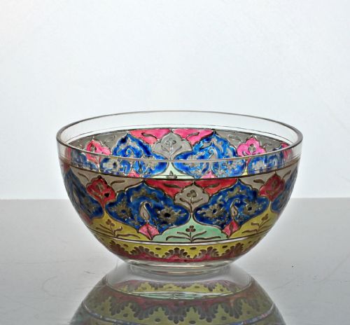 FRITZ HECKERT JODHPUR RANGE ENAMELLED SMALL GLASS BOWL - ADDITIONAL PHOTO 1