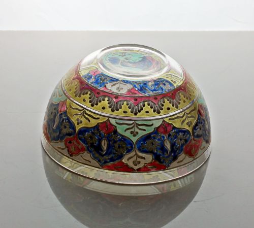 FRITZ HECKERT JODHPUR RANGE ENAMELLED SMALL GLASS BOWL - ADDITIONAL PHOTO 2