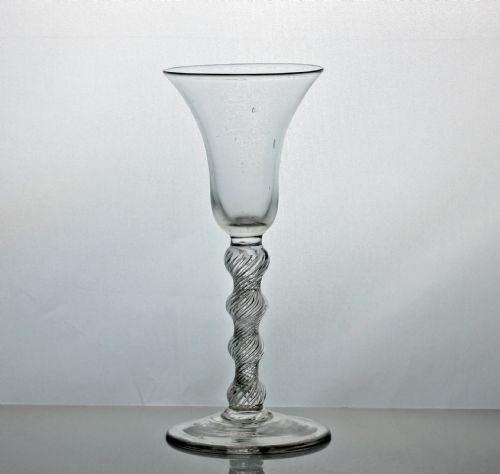 rare georgian four knop multi spiral air twist wine glass - CATEGORY: ANTIQUE GLASS - DATED 18TH CENTURY