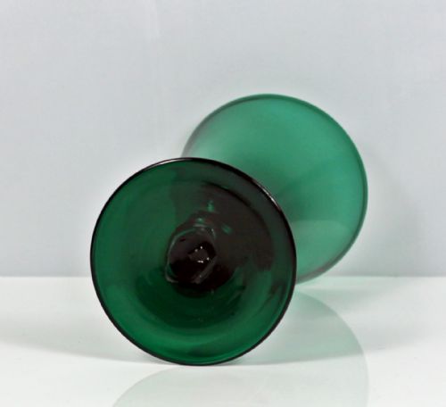 VICTORIAN SET OF SIX BRISTOL GREEN KNOPPED STEM WINE GLASSES - ADDITIONAL PHOTO 3