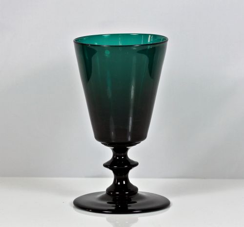 VICTORIAN SET OF SIX BRISTOL GREEN BUCKET BOWL WINE GLASSES - ADDITIONAL PHOTO 1