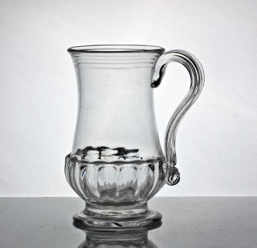 georgian english gadrooned tankard - CATEGORY: ANTIQUE GLASS - DATED 18TH CENTURY