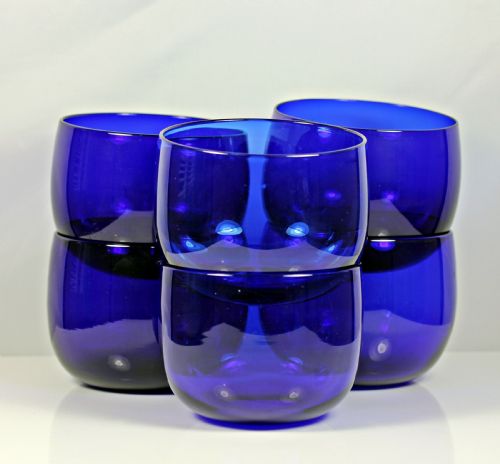 william ivearly victorian set of six bristol blue finger bowls - CATEGORY: ANTIQUE GLASS - DATED 19TH CENTURY