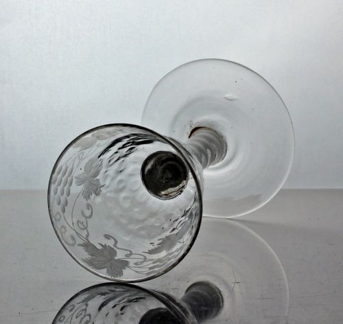 GEORGIAN SCARCE VINEENGRAVED DOUBLE SERIES OPAQUE TWIST WINE GLASS - ADDITIONAL PHOTO 1