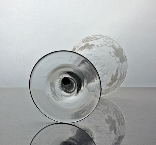 GEORGIAN SCARCE VINEENGRAVED DOUBLE SERIES OPAQUE TWIST WINE GLASS - ADDITIONAL PHOTO 2