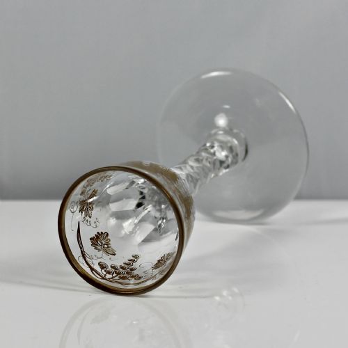 GEORGIAN JAMES GILES GILDED FACET CUT STEM WINE GLASS - ADDITIONAL PHOTO 1