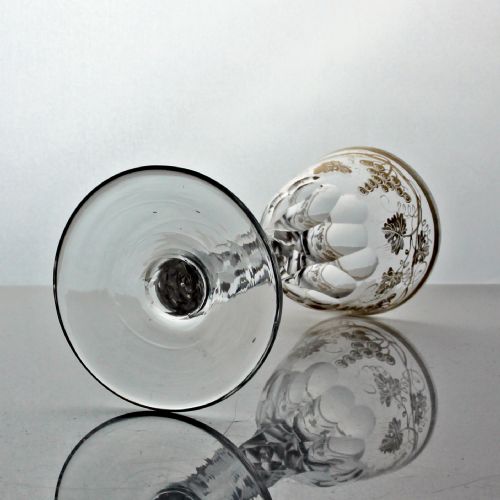 GEORGIAN JAMES GILES GILDED FACET CUT STEM WINE GLASS - ADDITIONAL PHOTO 2
