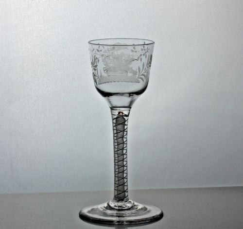 GEORGIAN FLORALENGRAVED DOUBLE SERIES OPAQUE TWIST WINE GLASS - ADDITIONAL PHOTO 1