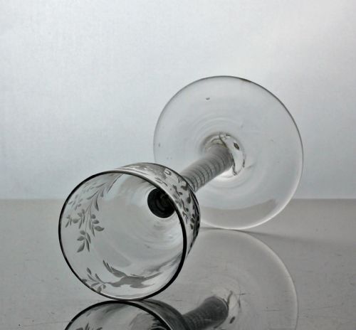 GEORGIAN FLORALENGRAVED DOUBLE SERIES OPAQUE TWIST WINE GLASS - ADDITIONAL PHOTO 2
