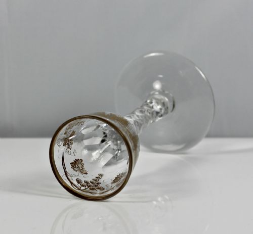 GEORGIAN JAMES GILES GILDED FACET CUT STEM WINE GLASS - ADDITIONAL PHOTO 1
