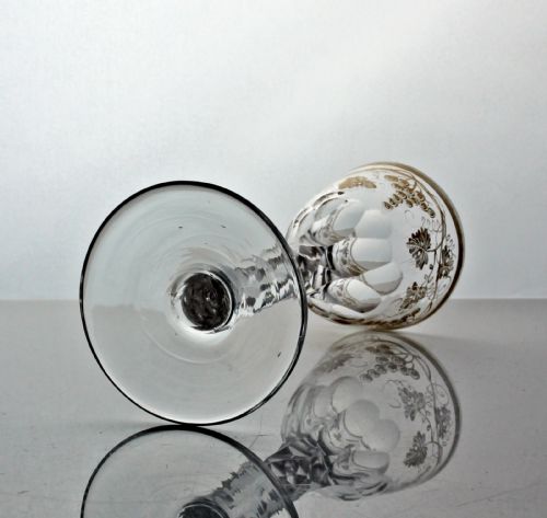 GEORGIAN JAMES GILES GILDED FACET CUT STEM WINE GLASS - ADDITIONAL PHOTO 2