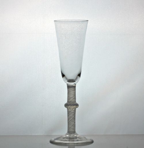 georgian knopped multi spiral opaque twist ale glass c1765 - CATEGORY: ANTIQUE GLASS - DATED 18TH CENTURY