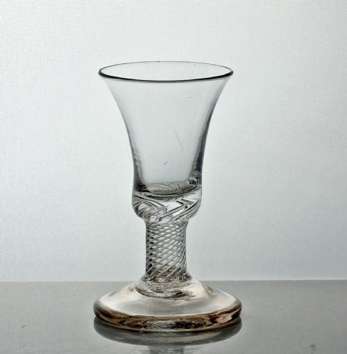 georgian multi spiral air twist firing glass bell bowl - CATEGORY: ANTIQUE GLASS - DATED 18TH CENTURY