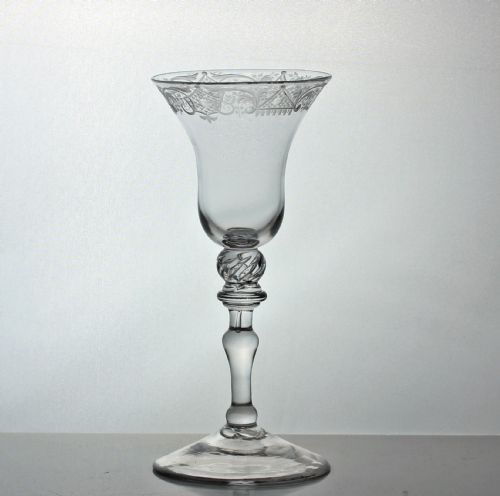 georgian engraved newcastle light baluster wine glass - CATEGORY: ANTIQUE GLASS - DATED 18TH CENTURY