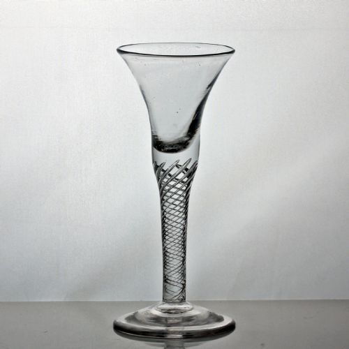 georgian multi spiral air twist wine glass bell bowl - CATEGORY: ANTIQUE GLASS - DATED 18TH CENTURY