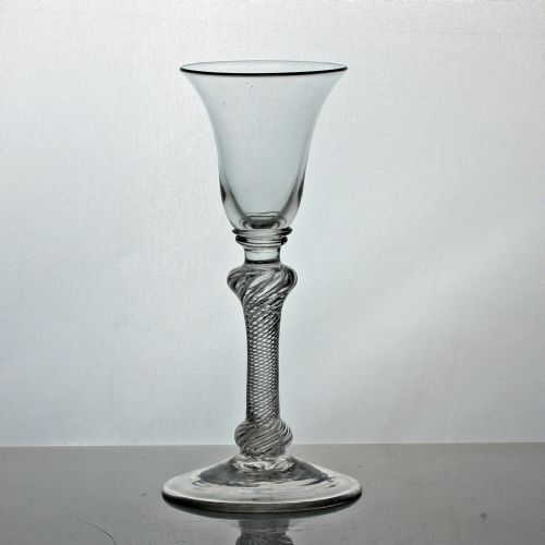georgian composite stem wine glass bell bowl - CATEGORY: ANTIQUE GLASS - DATED 18TH CENTURY