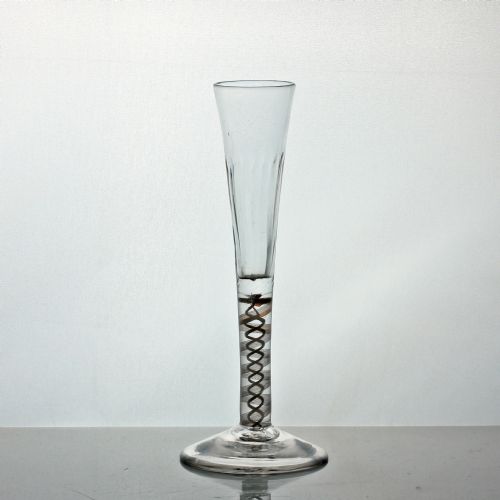 RARE GEORGIAN DOUBLE SERIES OPAQUE TWIST RATAFIA GLASS - ADDITIONAL PHOTO 1