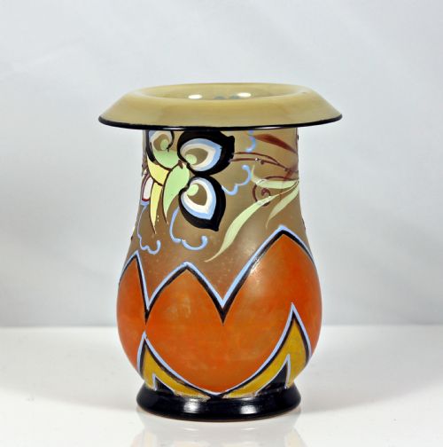 MAURICE MARINOT ENAMELLED ART DECO GLASS VASE - ADDITIONAL PHOTO 1