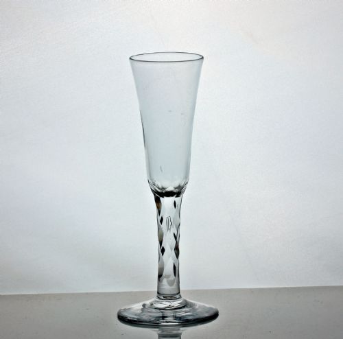 georgian facet cut stem ale glass - CATEGORY: ANTIQUE GLASS - DATED 18TH CENTURY