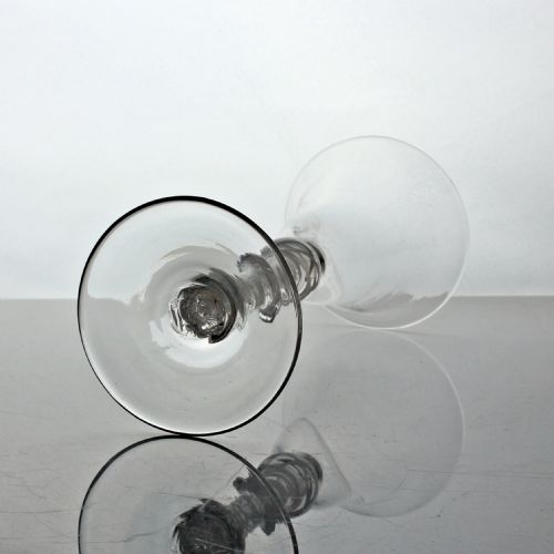 GEORGIAN SCARCE TRIPLEKNOP DOUBLE SERIES OPAQUE TWIST WINE GLASS BELL BOWL - ADDITIONAL PHOTO 2