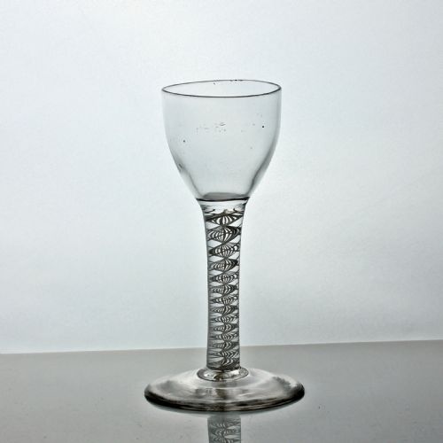 georgian double series opaque twist wine glass ovoid bowl - CATEGORY: ANTIQUE GLASS - DATED 18TH CENTURY