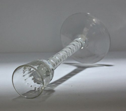 GEORGIAN DOUBLE SERIES OPAQUE TWIST CORDIAL GLASS CONICAL FOOT - ADDITIONAL PHOTO 1