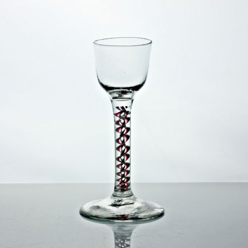 GEORGIAN RED COLOUR TWIST WINE GLASS OGEE BOWL - ADDITIONAL PHOTO 1