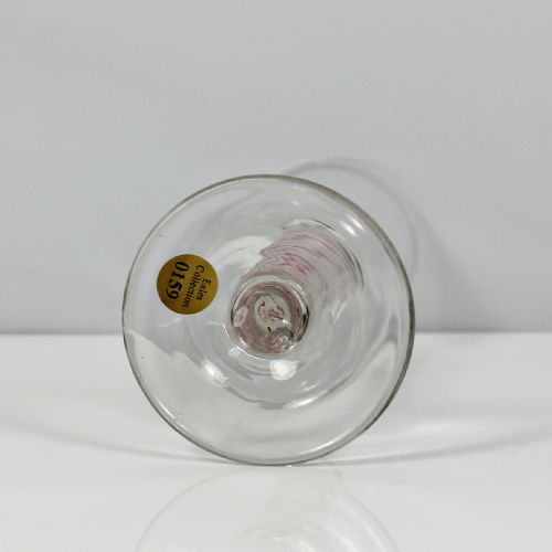 GEORGIAN RED COLOUR TWIST WINE GLASS OGEE BOWL - ADDITIONAL PHOTO 4