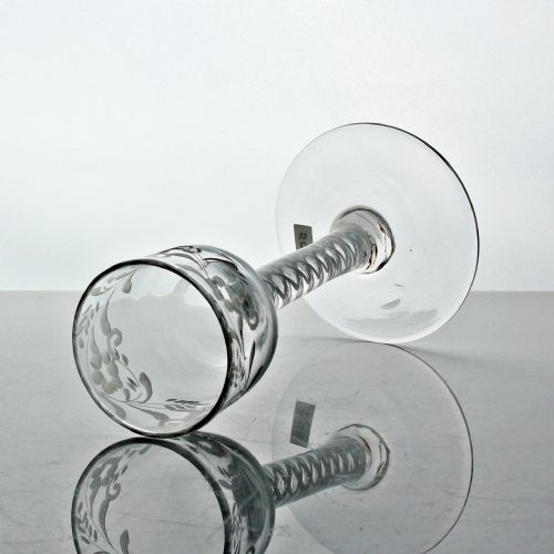 GEORGIAN ENGRAVED DOUBLE SERIES OPAQUE TWIST WINE GLASS OGEE BOWL - ADDITIONAL PHOTO 2