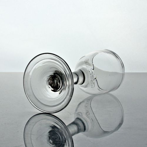 GEORGIAN SMALL PLAIN STEM WINE GLASS CUP BOWL ENGRAVED WITH TALLY HO FOX - ADDITIONAL PHOTO 2