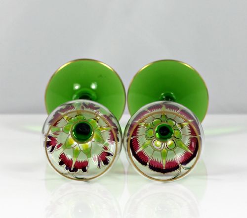 SET OF SIX THERESIENTHAL HANDENAMELLED CORDIAL GLASSES - ADDITIONAL PHOTO 5