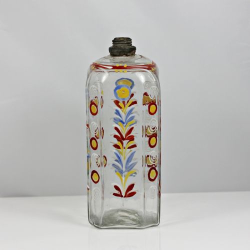GEORGIAN CONTINENTAL POLYCHROME ENAMELLED SCHNAPPS FLASK - ADDITIONAL PHOTO 1
