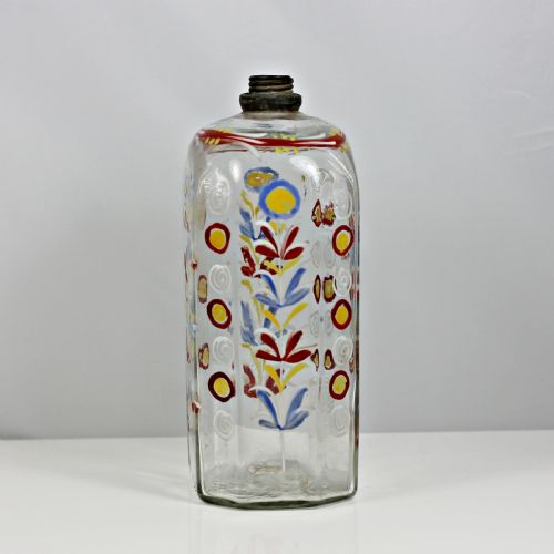GEORGIAN CONTINENTAL POLYCHROME ENAMELLED SCHNAPPS FLASK - ADDITIONAL PHOTO 3