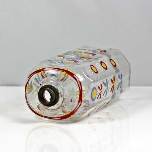 GEORGIAN CONTINENTAL POLYCHROME ENAMELLED SCHNAPPS FLASK - ADDITIONAL PHOTO 4