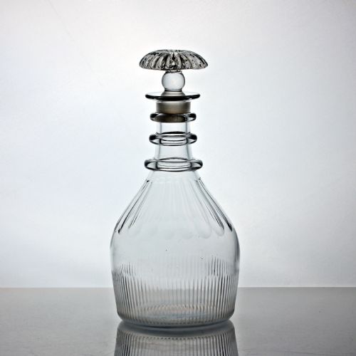 georgian three ring prussianstyle spirit decanter mushroom stopper - CATEGORY: ANTIQUE GLASS - DATED 19TH CENTURY