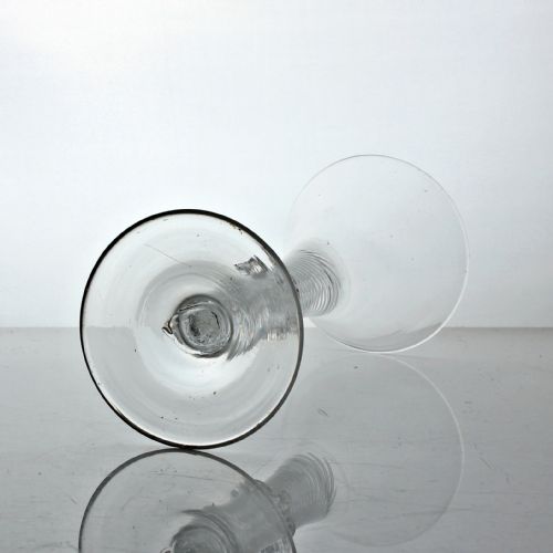 GEORGIAN RARE MULTI SPIRAL AIR TWIST WINE GLASS TRUMPET BOWL VERMICULAR COLLAR - ADDITIONAL PHOTO 2
